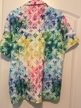 Louis Vuitton Multicolor Logo-Print Short Sleeve Button-Down Shirt